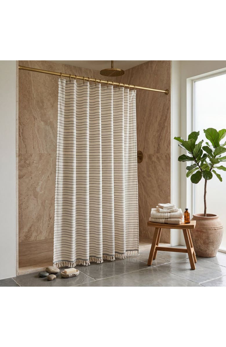 Oliviera Home Cloud Soft Turkish Cotton Shower Curtain, Alternate, color, Natural