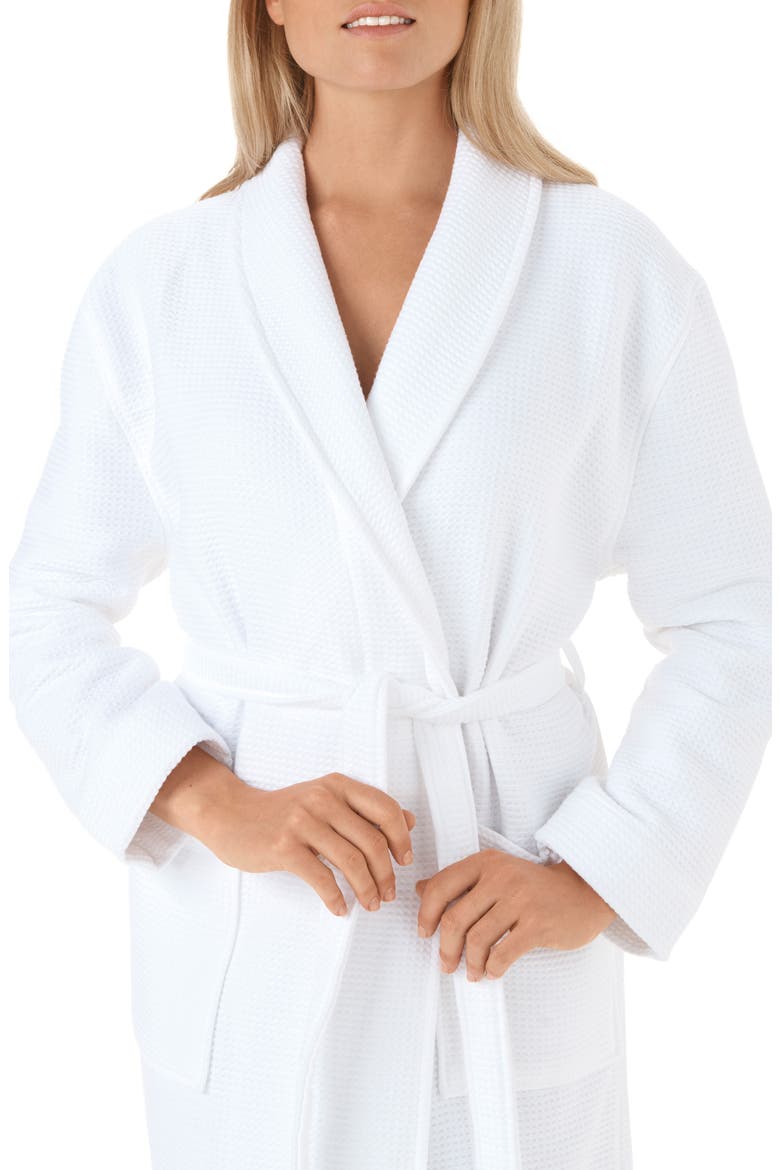 Unisex Waffle Terry Robe, Alternate, color, WHITE
