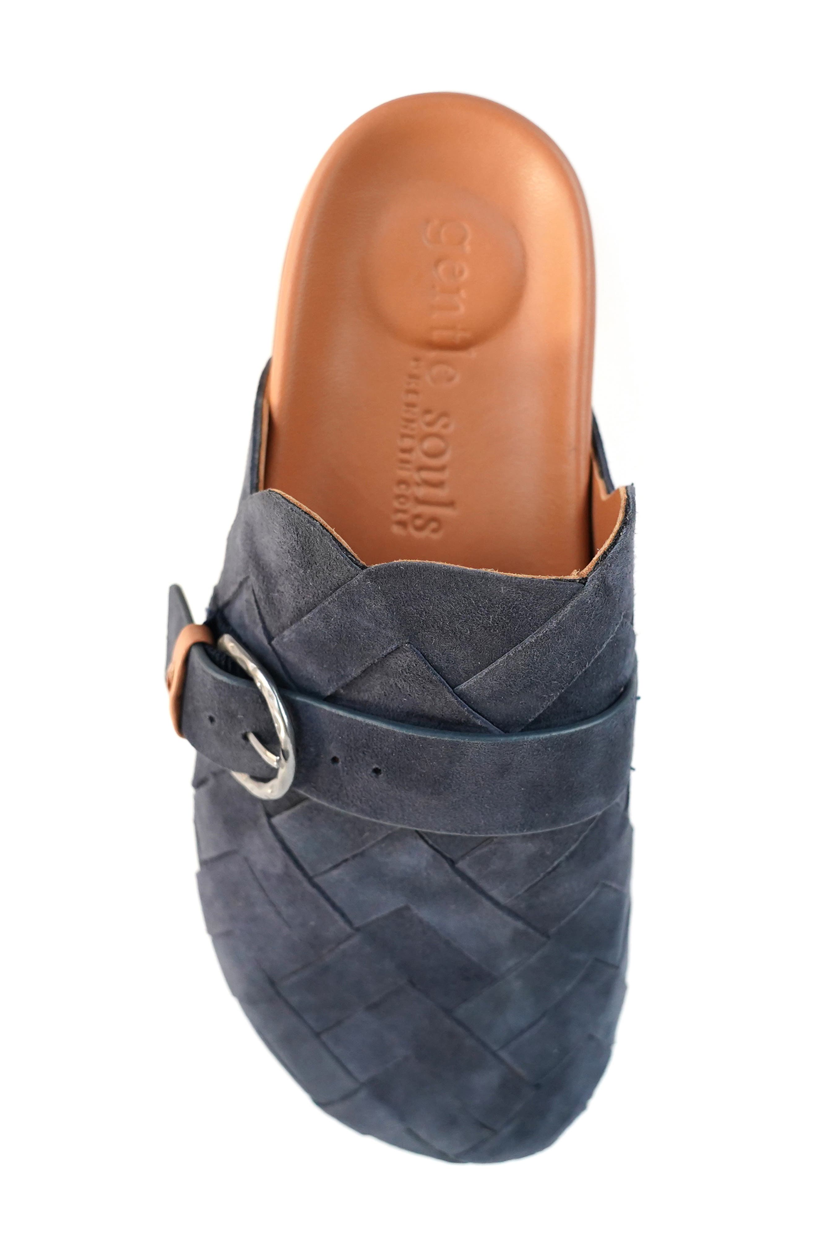 Bahari Flat Mule, Alternate, color, NAVY WOVEN SUEDE