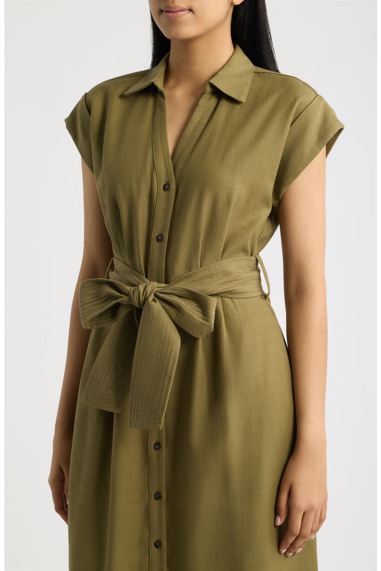 Short Sleeve Midi Shirtdress, Alternate, color, OLIVE