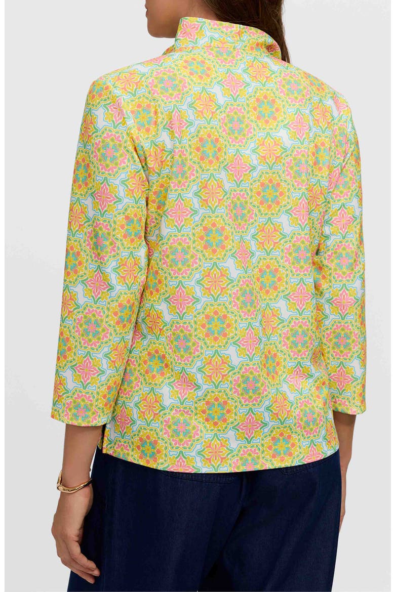 Tammy Tile Print Ruffle Collar Top, Alternate, color, MULTI