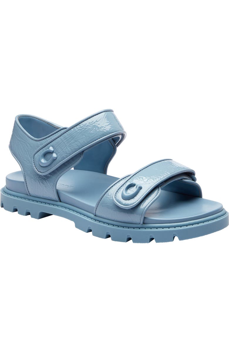 COACH Brynn Patent Leather Ankle Strap Sandal, Main, color,