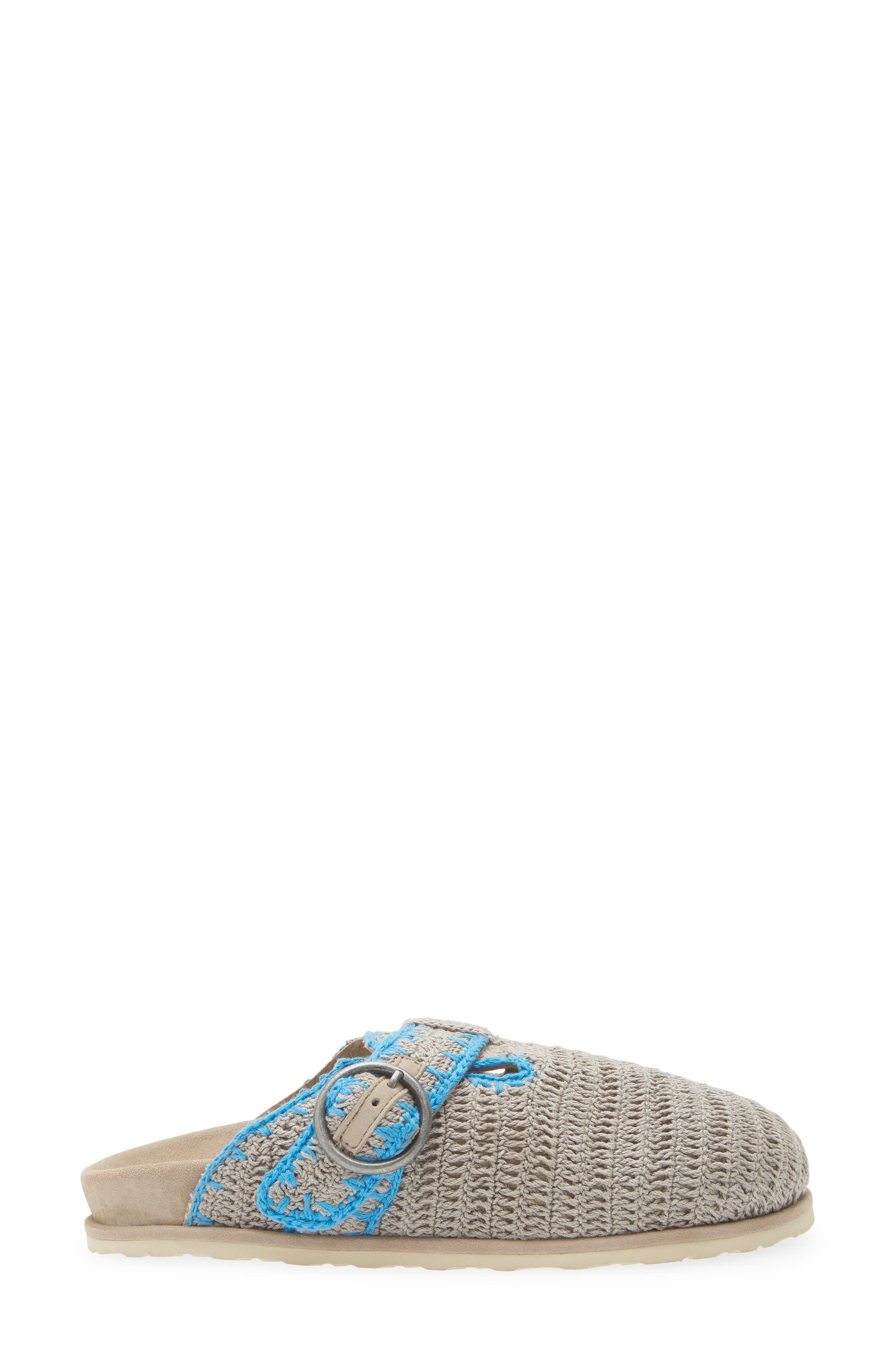 Laidback London Drift Crochet Slide Sandal, Alternate, color, Light Grey / Neon Blue