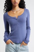 BP. Cotton Blend Pointelle Henley Top