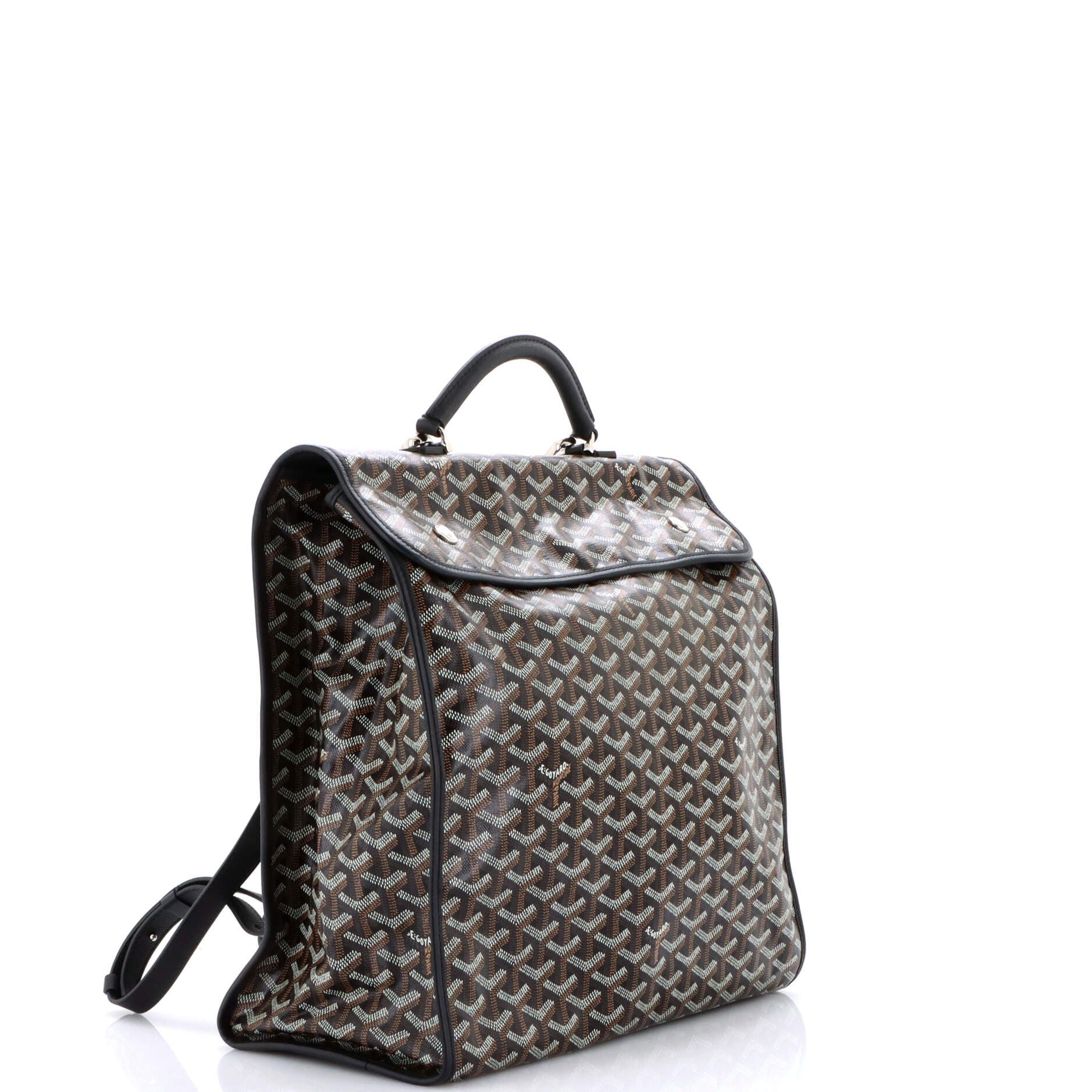 Pre-Owned Goyard Saint Leger Briefcase Backpack Coated Canvas, Alternate, color, Black