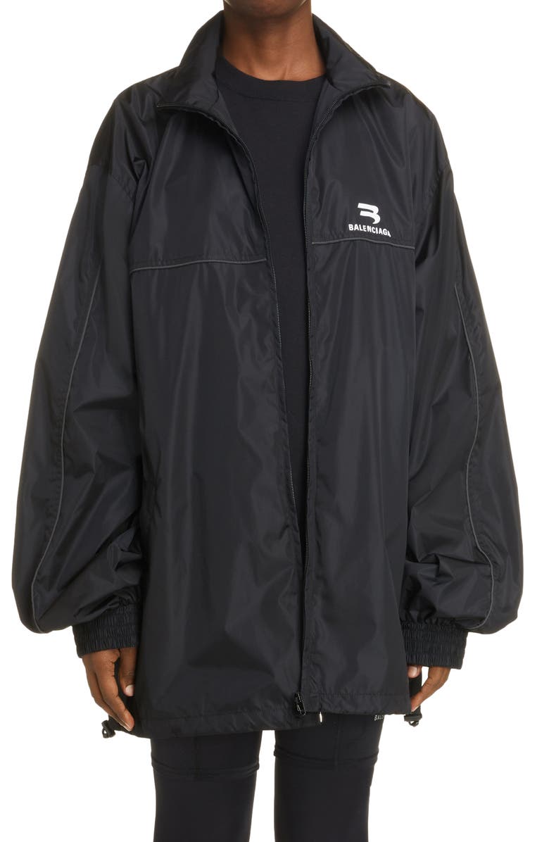 Balenciaga Logo Water Resistant Rain Jacket, Main, color,