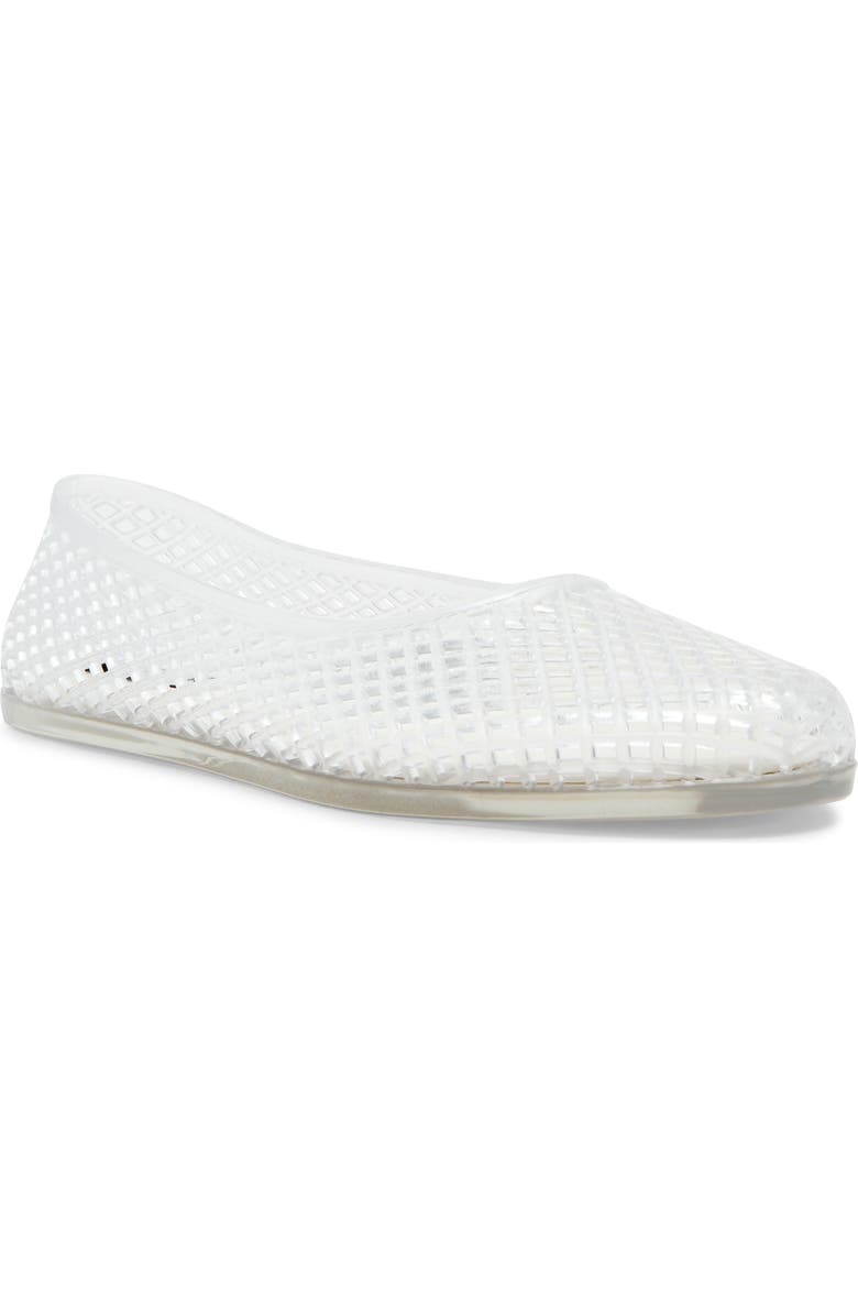 Steve Madden Gyzmo Perforated Jelly Flat, Main, color, Clear