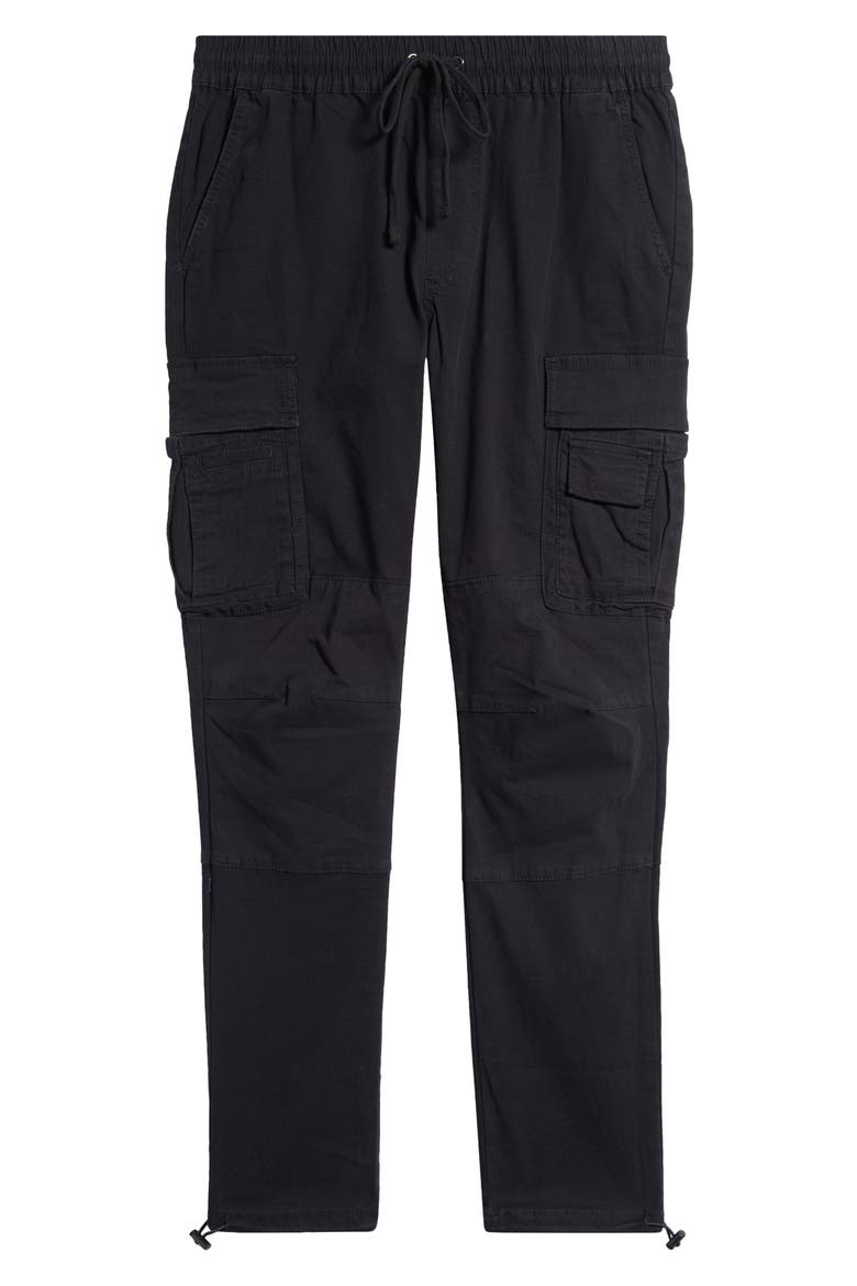 Aden Slim Cotton Cargo Pants, Alternate, color, BLACK