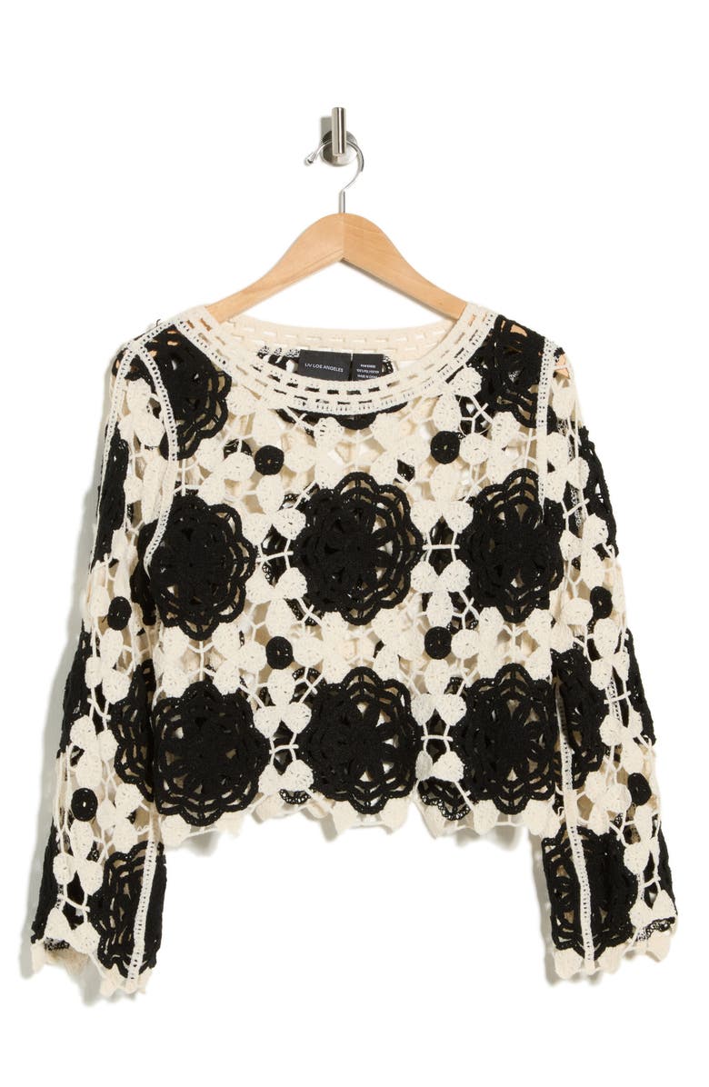 Forgotten Grace Crochet Lace Top, Alternate, color, Natural/ Black