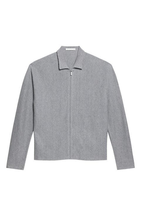 Linen & Cotton Blend Zip Cardigan