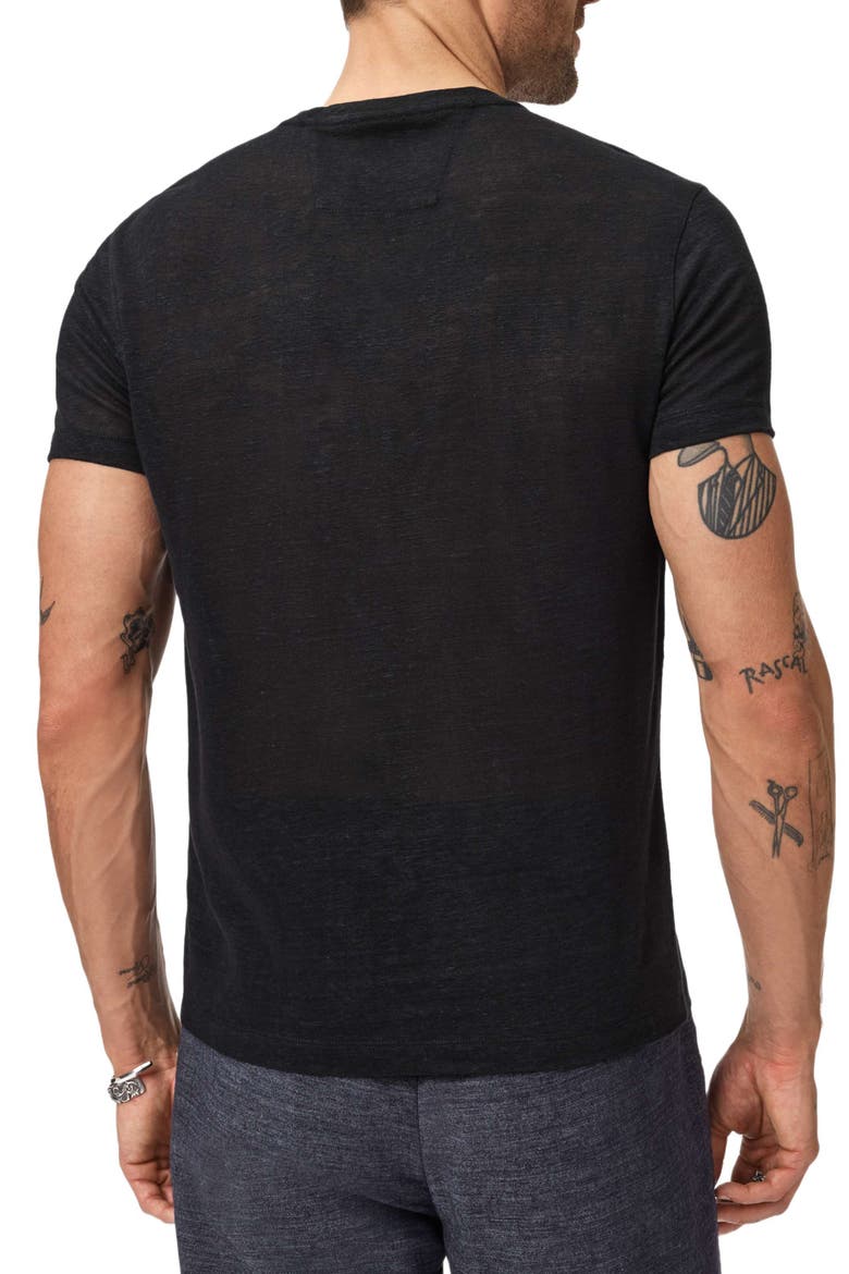 Rose Vine Embroidered Linen T-Shirt, Alternate, color, BLACK