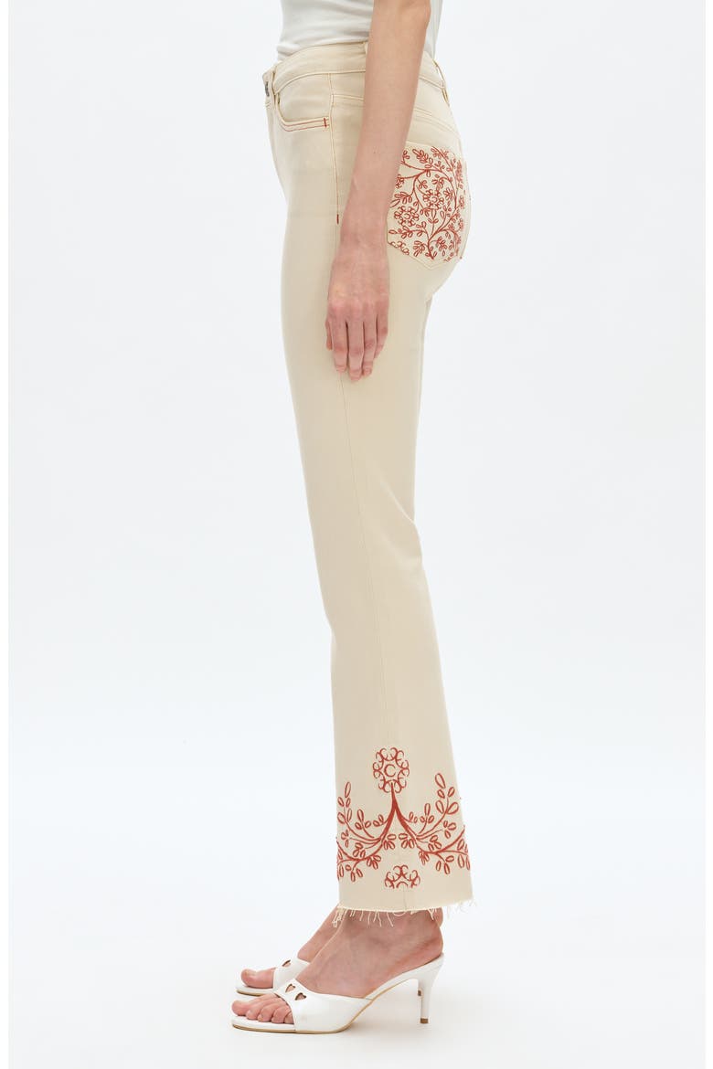 Embroidered High Waist Bootcut Jeans, Alternate, color, OFF WHITE