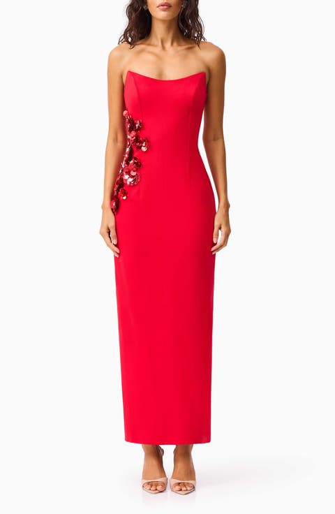 Yasmine Strapless Embellished Ponté Gown