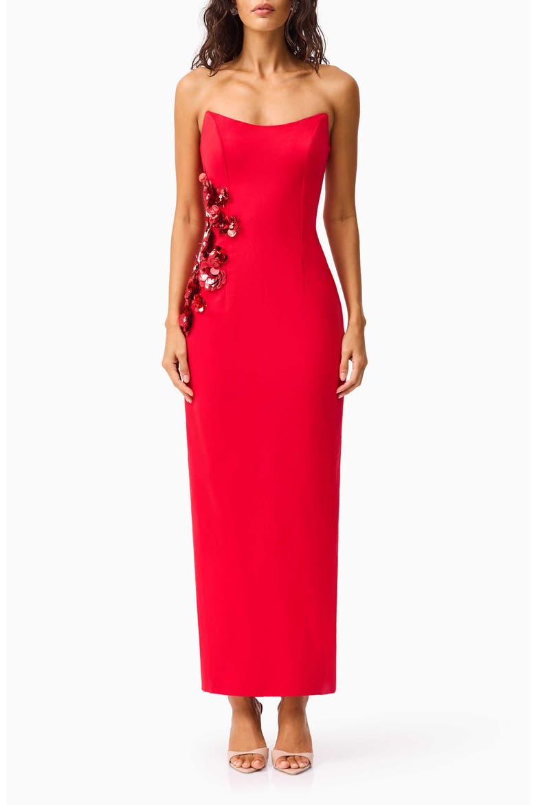 flor strapless cocktail dress elliatt @dominiquelissa spotted in the Dandelione Strapless Midi