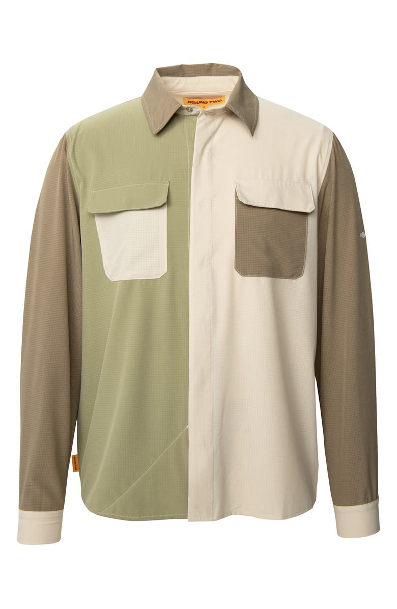 Round Two Colorblock Ripstop Tech Button-Up Shirt, Alternate, color,