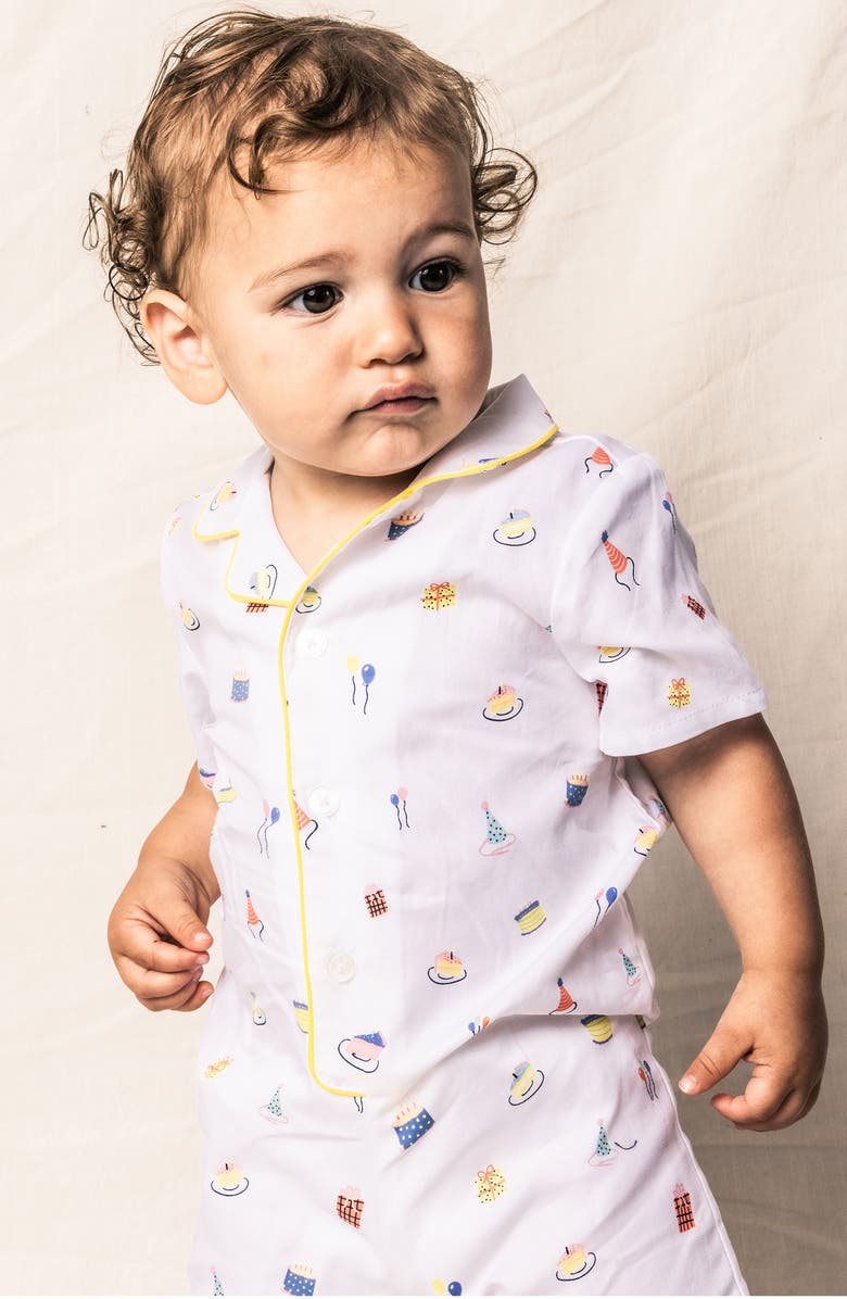 Petite Plume Birthday Wish One-Piece Short Pajamas, Alternate, color, White