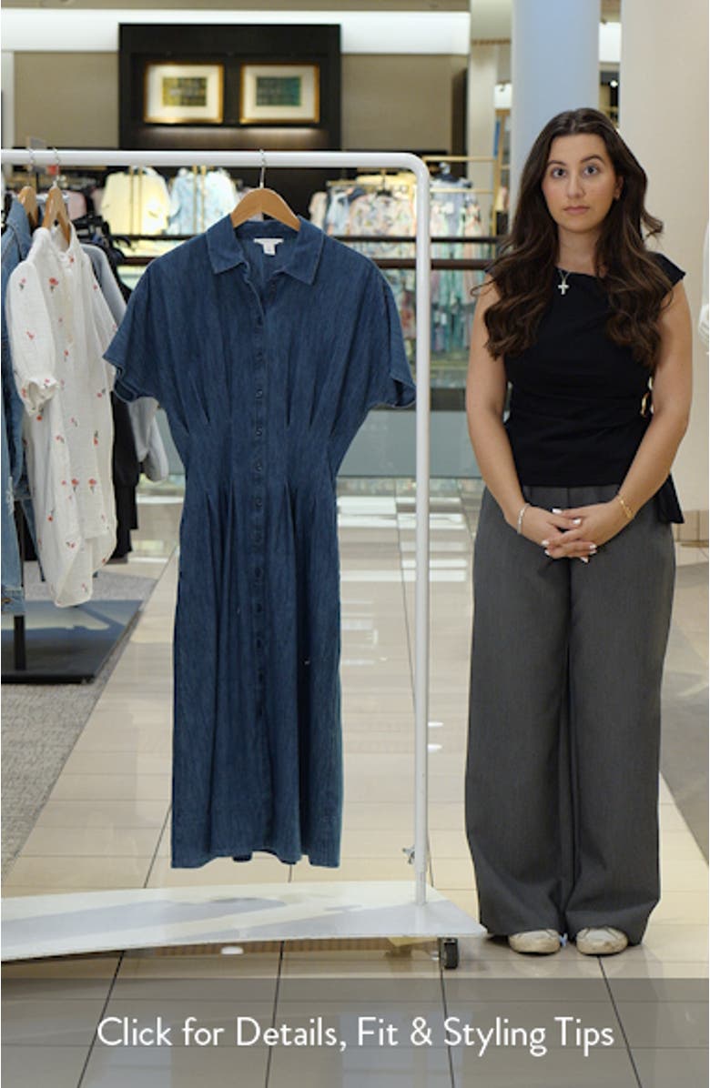 Short Dolman Sleeve Denim Shirt Dress, sales video thumbnail