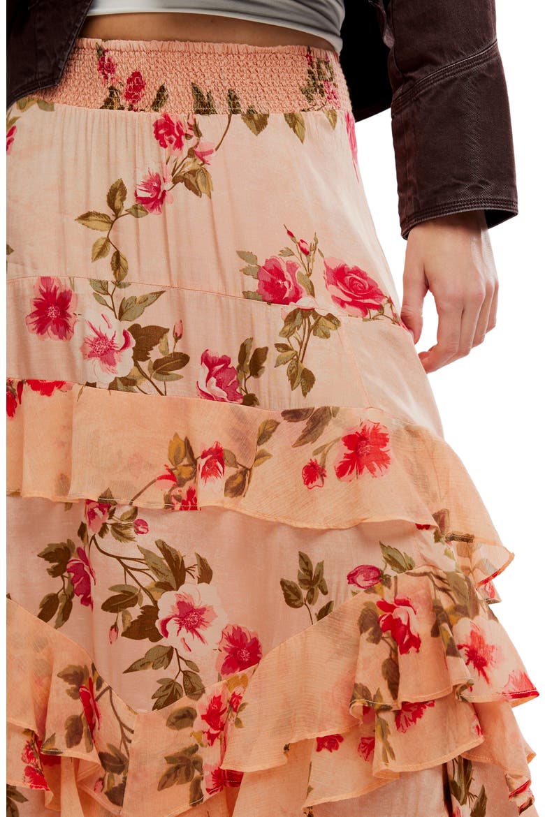 Lolita Floral Ruffle Maxi Skirt, Alternate, color, MAUVE