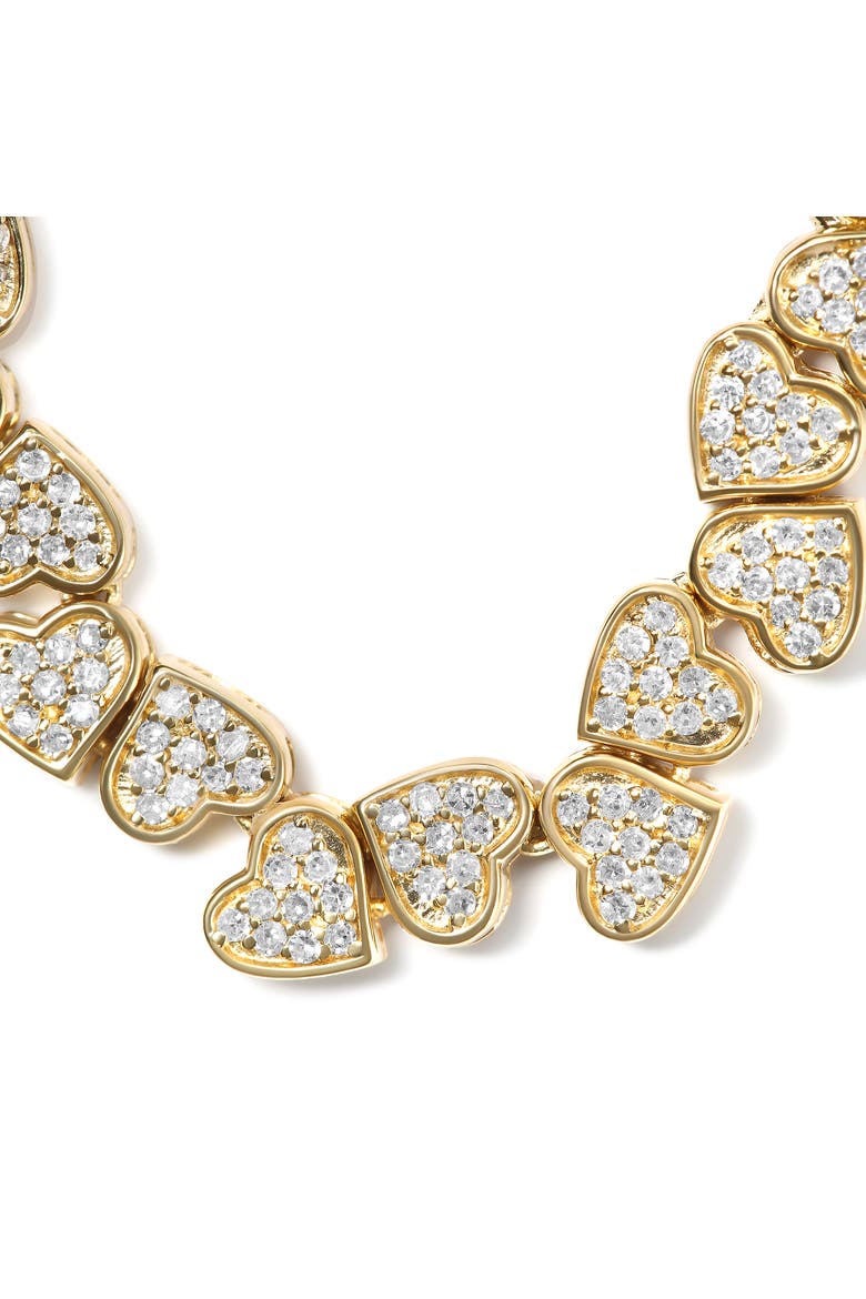 Yellow Gold Plated Silver 1/2 Cttw Diamond Sideways Hearts Bolo Bracelet, Alternate, color, Yellow
