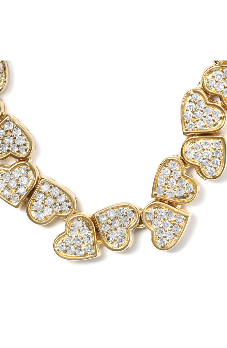 Haus of Brilliance Yellow Gold Plated Silver 1/2 Cttw Diamond Sideways Hearts Bolo Bracelet, Alternate, color, Yellow