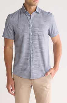 SOUL OF LONDON Dot Short Sleeve Button-Up Shirt