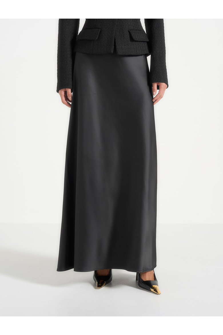 Grace Boucle Blazer Satin Maxi Dress, Alternate, color, Black