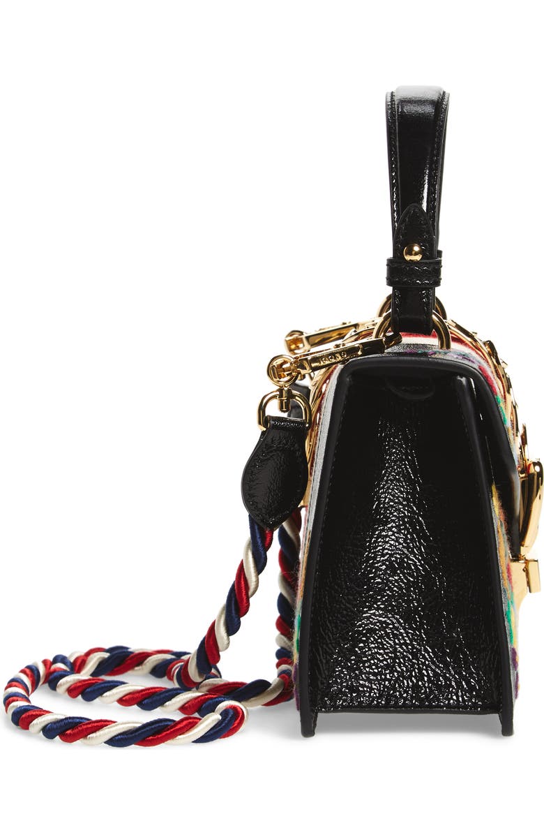 Gucci Mini Sylvie Flower Embroidery Leather Shoulder Bag, Alternate, color,