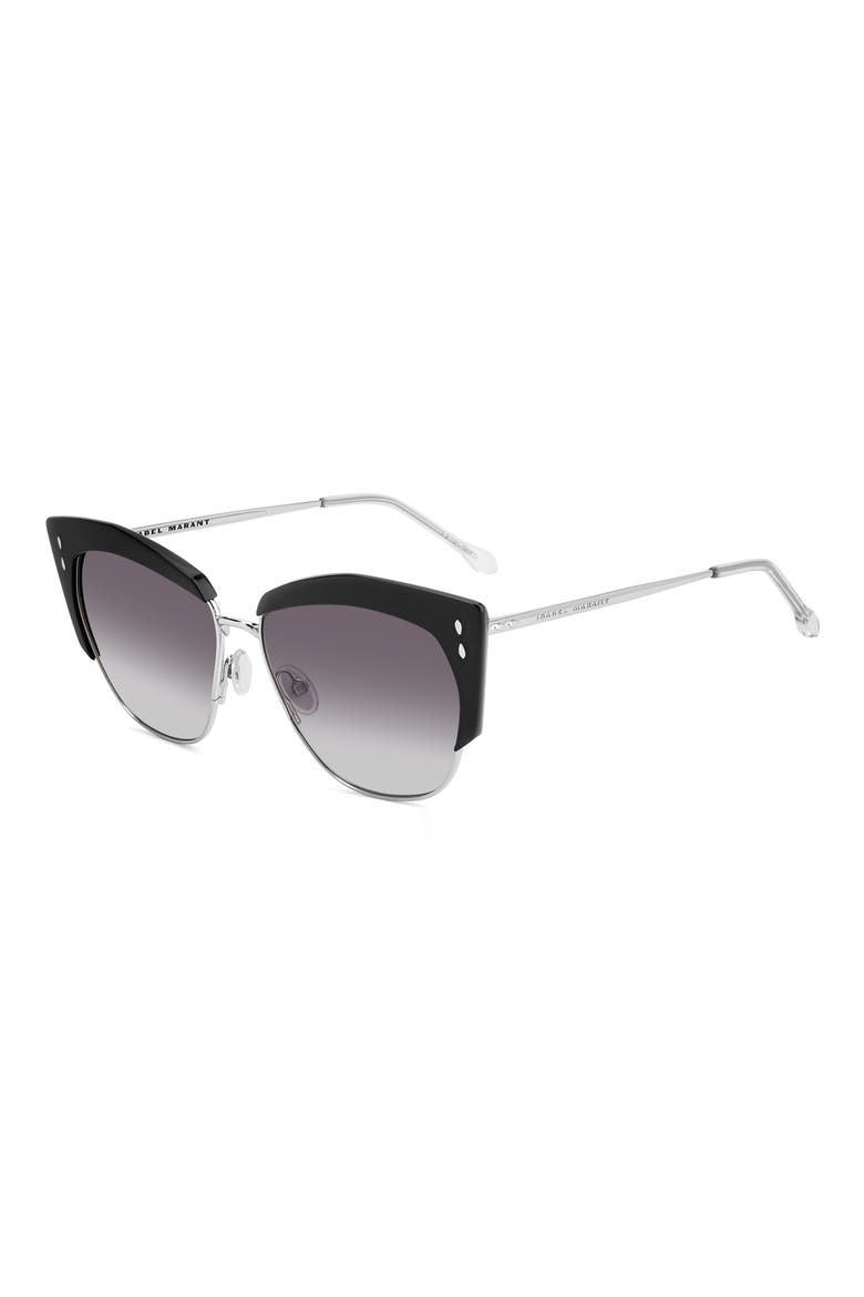 58mm Gradient Cat Eye Sunglasses, Alternate, color, BLACK SILVER/ GREY SHADED