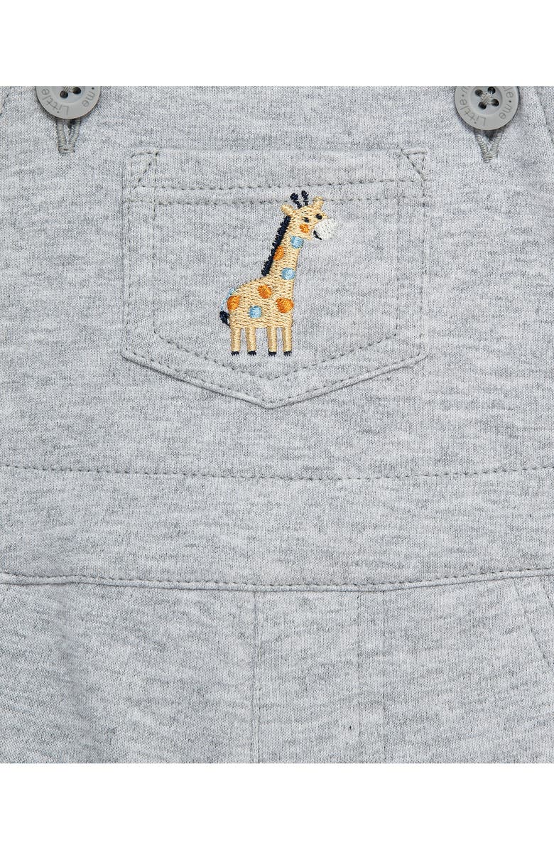 Little Me Stripe T-Shirt & Giraffe Shortall Set, Alternate, color, Grey