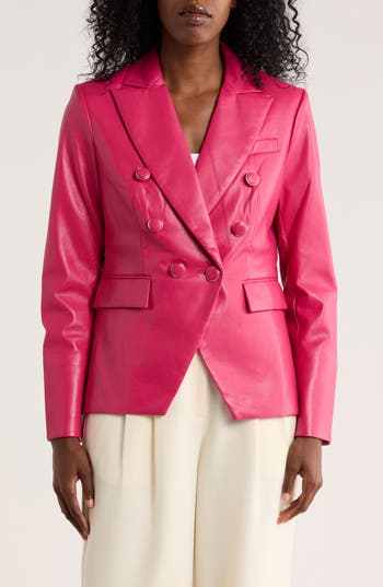 Love Token Nellie Faux Leather Blazer In Red
