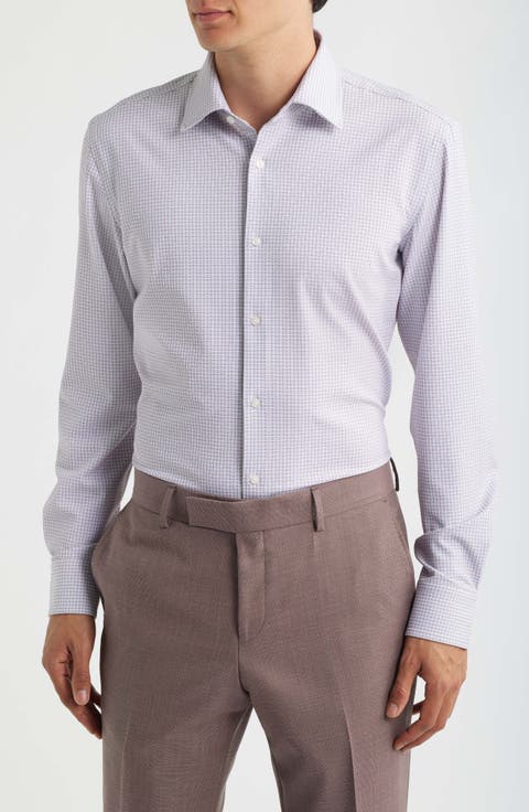 Hank Slim Fit Microcheck Stretch Dress Shirt