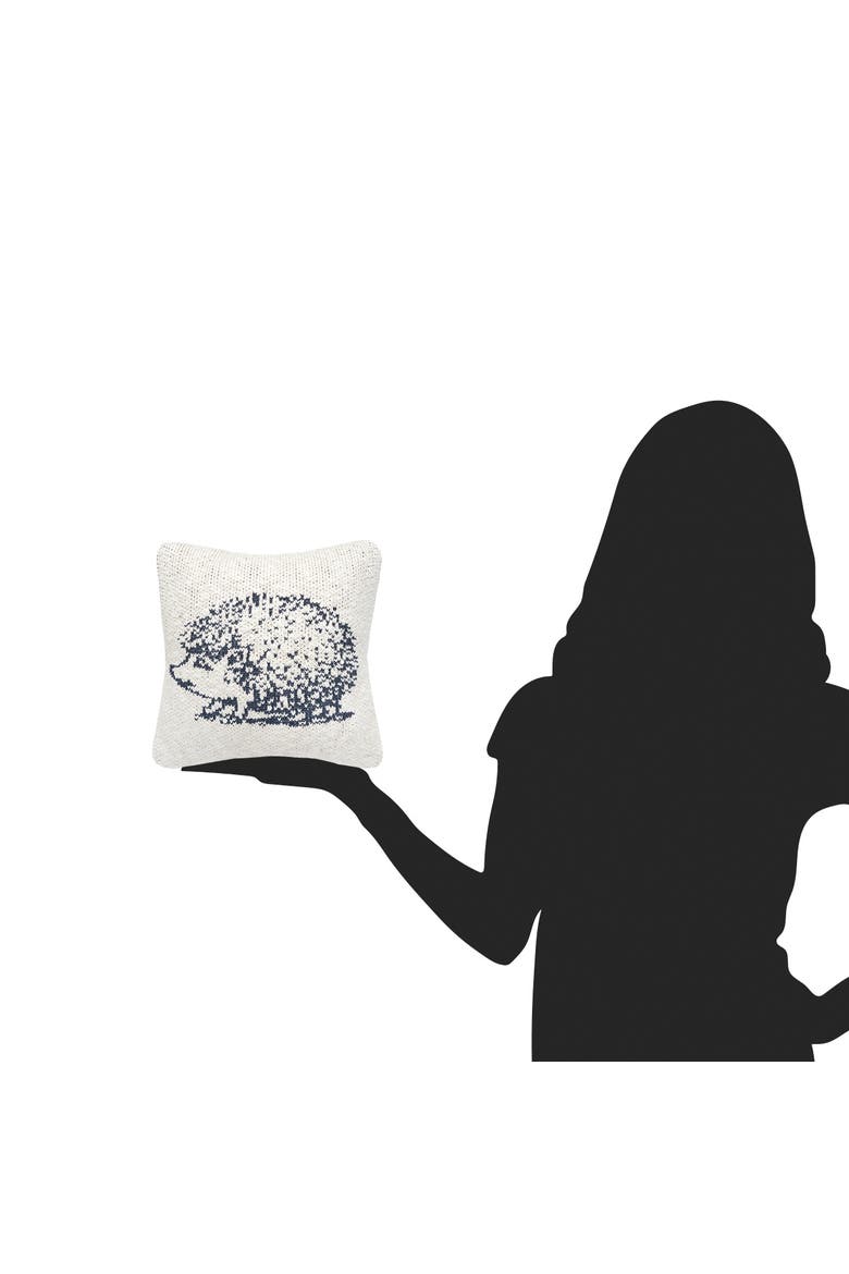 Hedge Hog Knitted Small Petite Throw Pillow, 10" x 10", Alternate, color, White