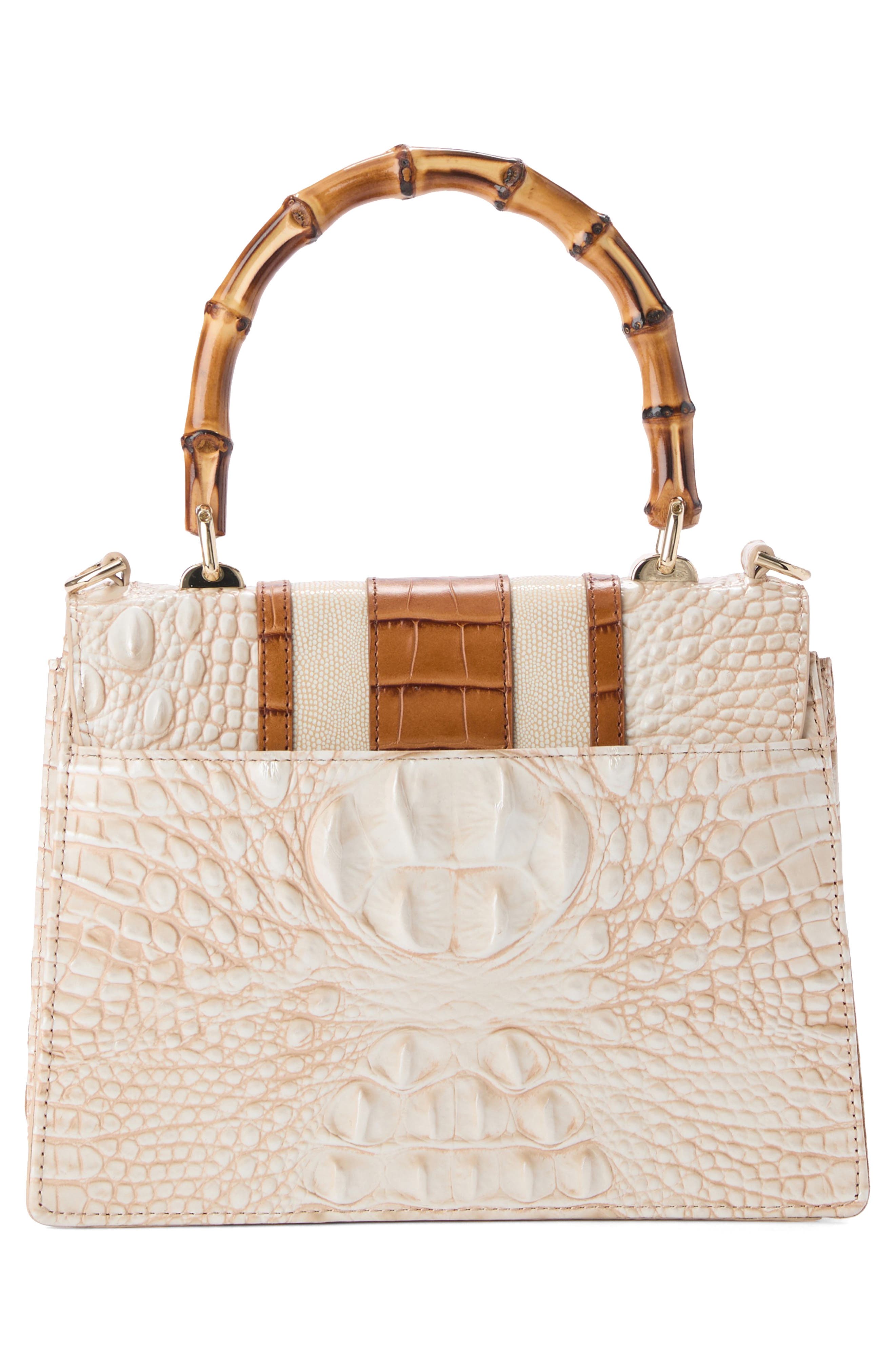 Brahmin Small Mod Hallie Croc Embossed Leather Top Handle Bag, Alternate, color, Ivory
