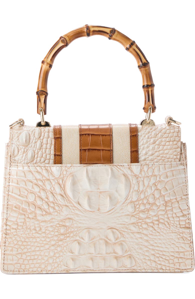Brahmin Small Mod Hallie Croc Embossed Leather Top Handle Bag, Alternate, color, Ivory