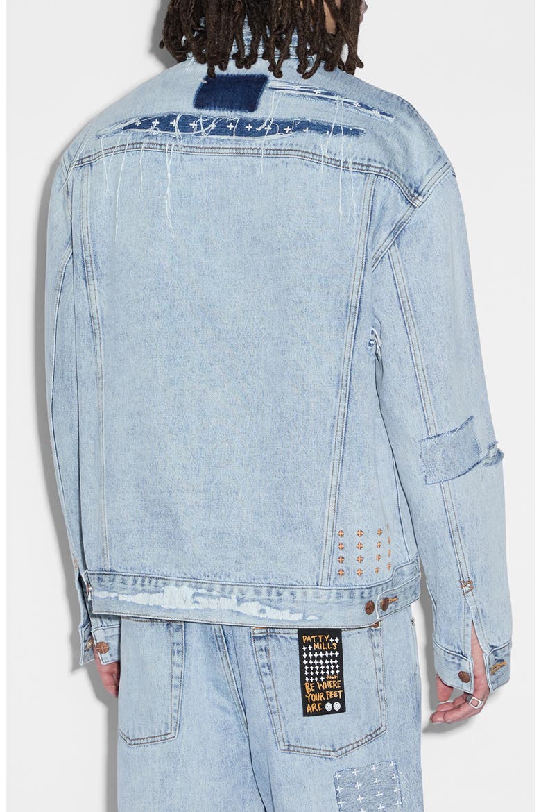 Oh G Oversize Rip & Repair Denim Trucker Jacket, Alternate, color, DENIM