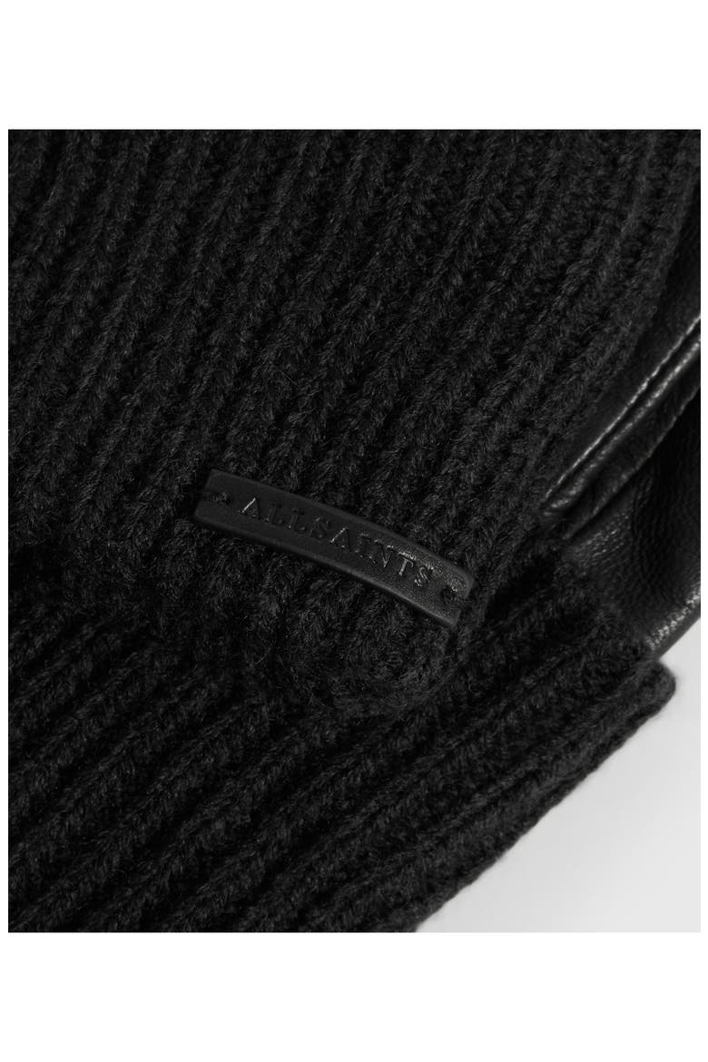 Knit & Leather Gloves, Alternate, color, BLACK
