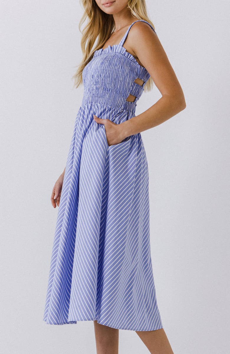 English Factory Sleeveless Stripe Midi Dress, Alternate, color, Powder Blue