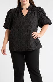 SUGARLIPS Arielle Jacquard Puff Sleeve Top