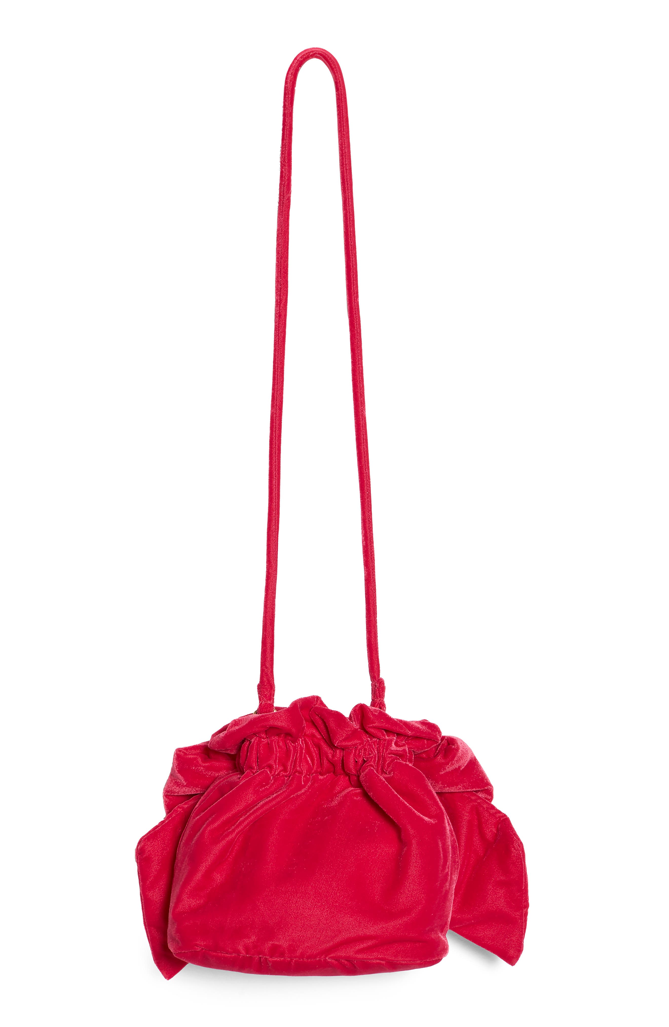 Free People Belle Velvet Bow Bag, Alternate, color, Pink