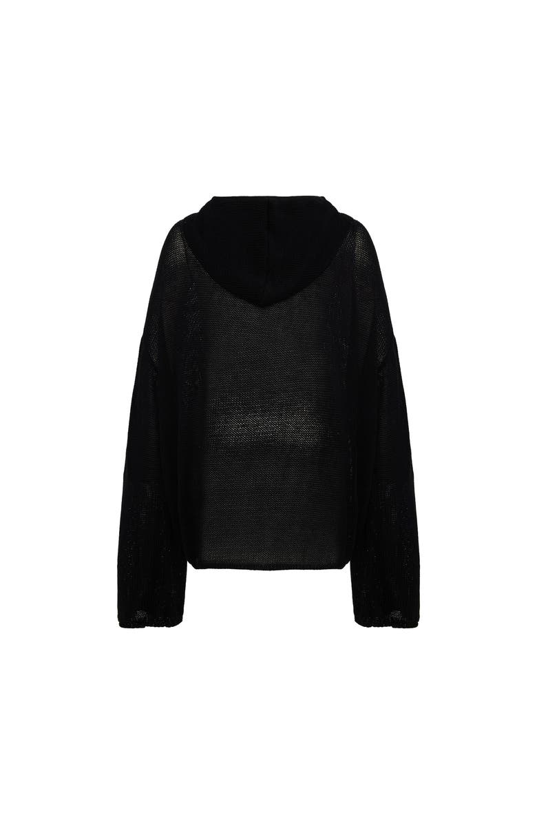 PCFG Cotton Blend Knitted Hoodie With Woven Patch, Alternate, color, Black