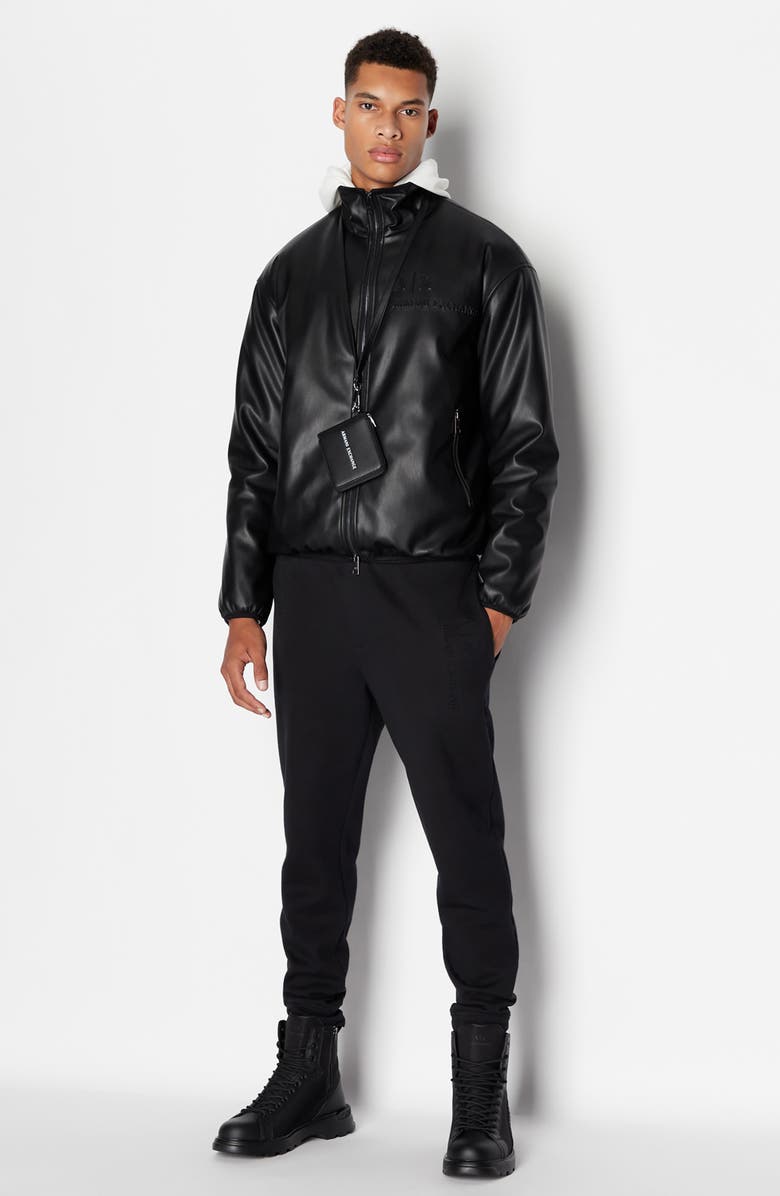 Armani Exchange Logo Embroidery Faux Leather Jacket, Alternate, color, 