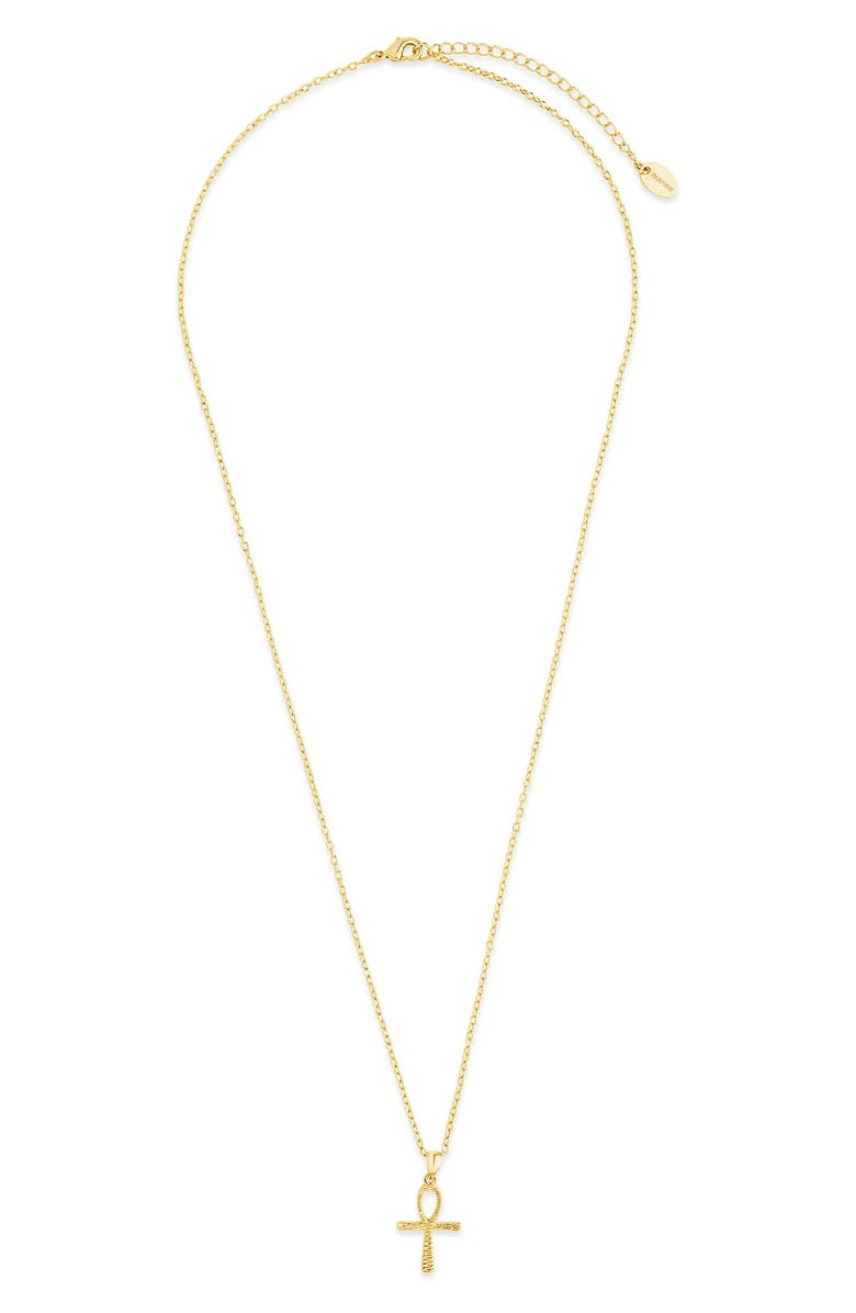 Sterling Forever 14K Gold Plated Ankh Symbol Pendant Necklace, Alternate, color,
