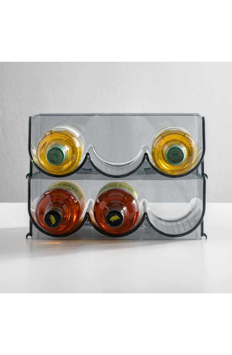 mDesign Plastic Free-Standing Stacking 3 Bottle Storage Rack, 2 Pack, USA Made, Alternate, color, 