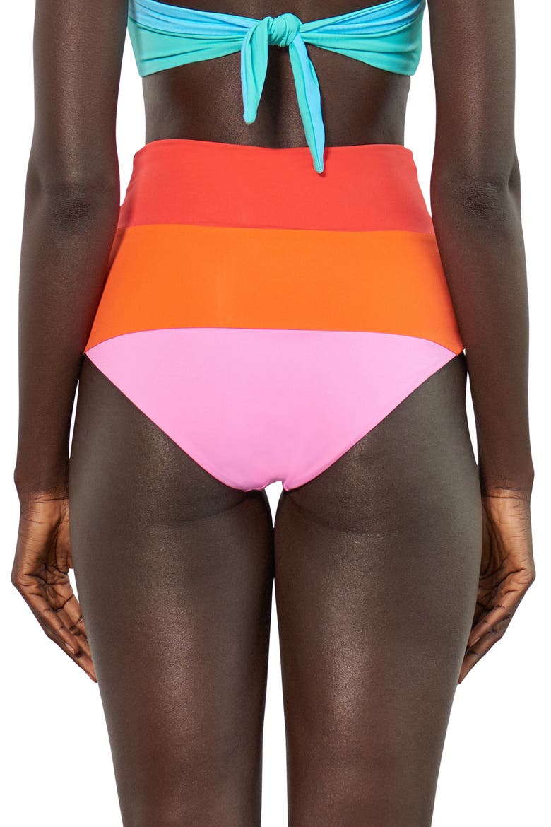 Lydia High-Waist Bikini Bottoms, Alternate, color, ORANGE MULTI