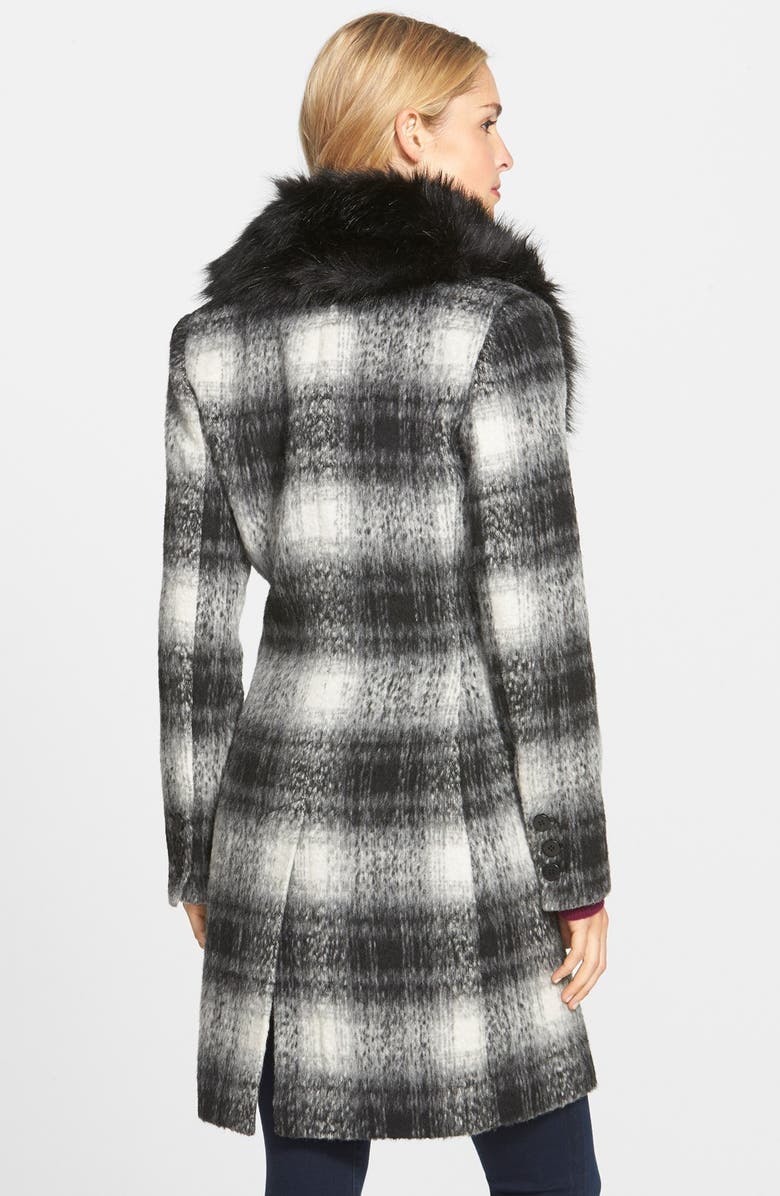 Laundry by Shelli Segal Laundry by Shelli Segal Faux Fur Collar Plaid  Coat, Alternate, color, 
