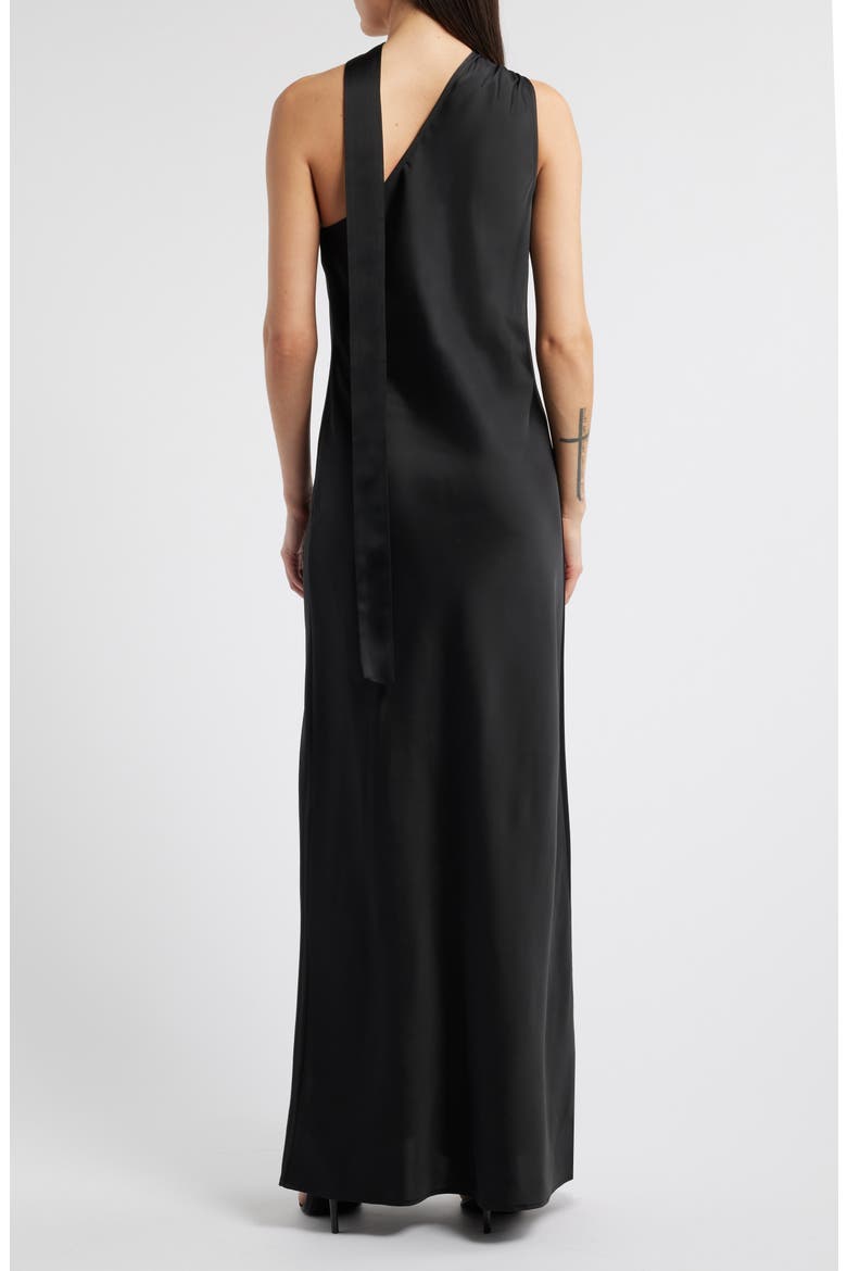 The Avery One-Shoulder Satin Gown, Alternate, color, BLACK