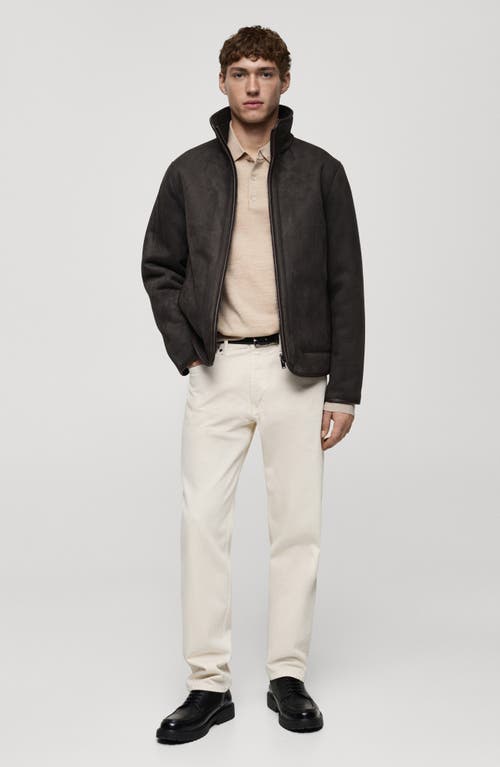 Mango Long Sleeve Wool Polo Sweater In Neutral