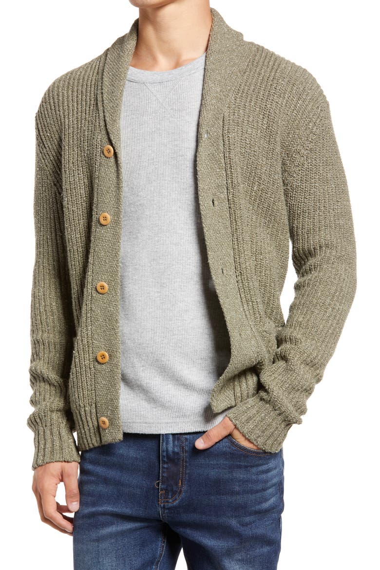 Marled Cotton & Cashmere Cardigan, Main, color, LIGHT OLIVE MARL