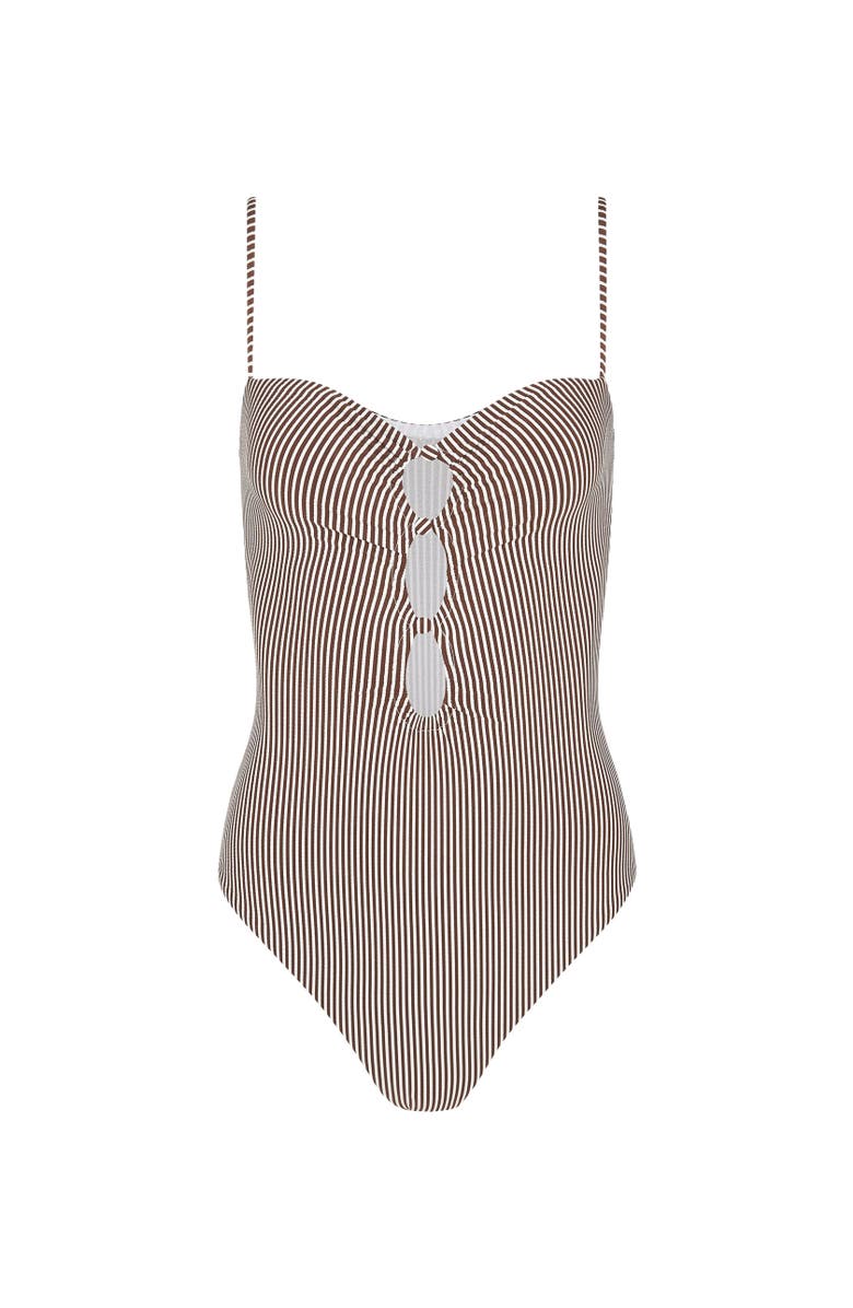 Onia Colette One-Piece, Alternate, color, Brown/White