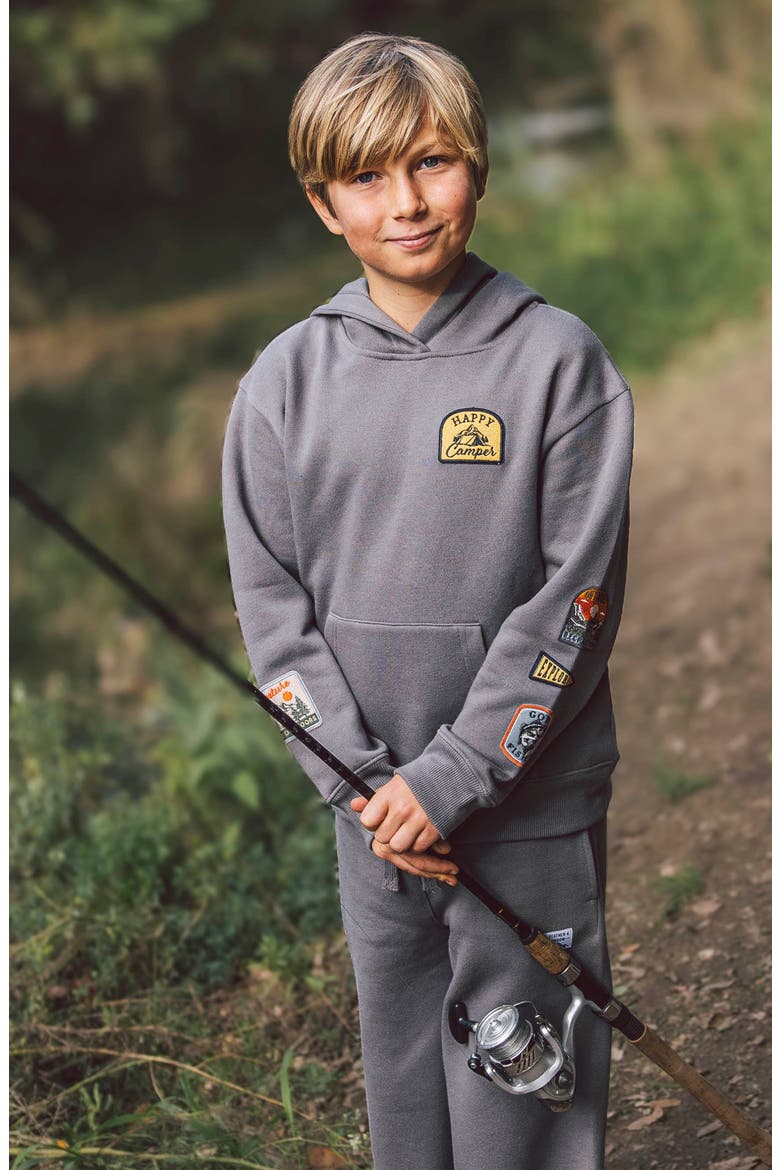 Kids' Patch Hoodie, Alternate, color, ASH GREY